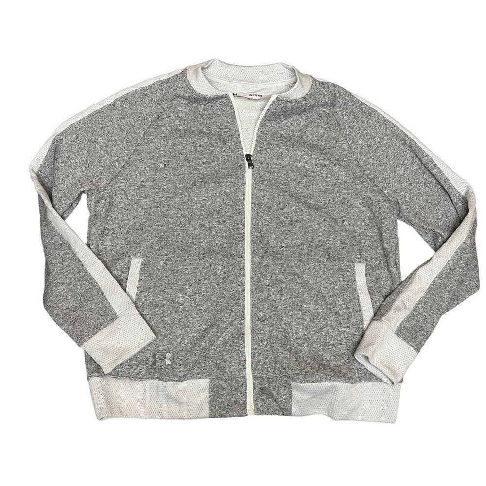 Under‎ Armour Jacket WMNS XL Grey Threadborne Bomber Full Zip Two Tone Athletic